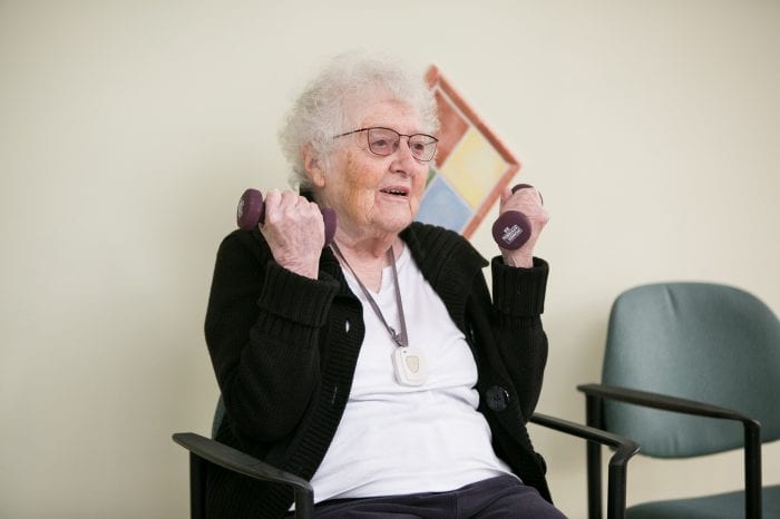 Elderly Woman Weight training 
