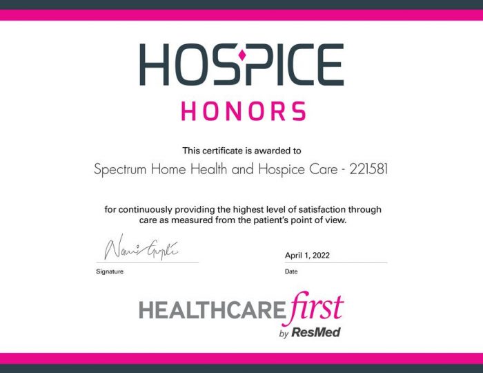 Hospice Honors Certificate
