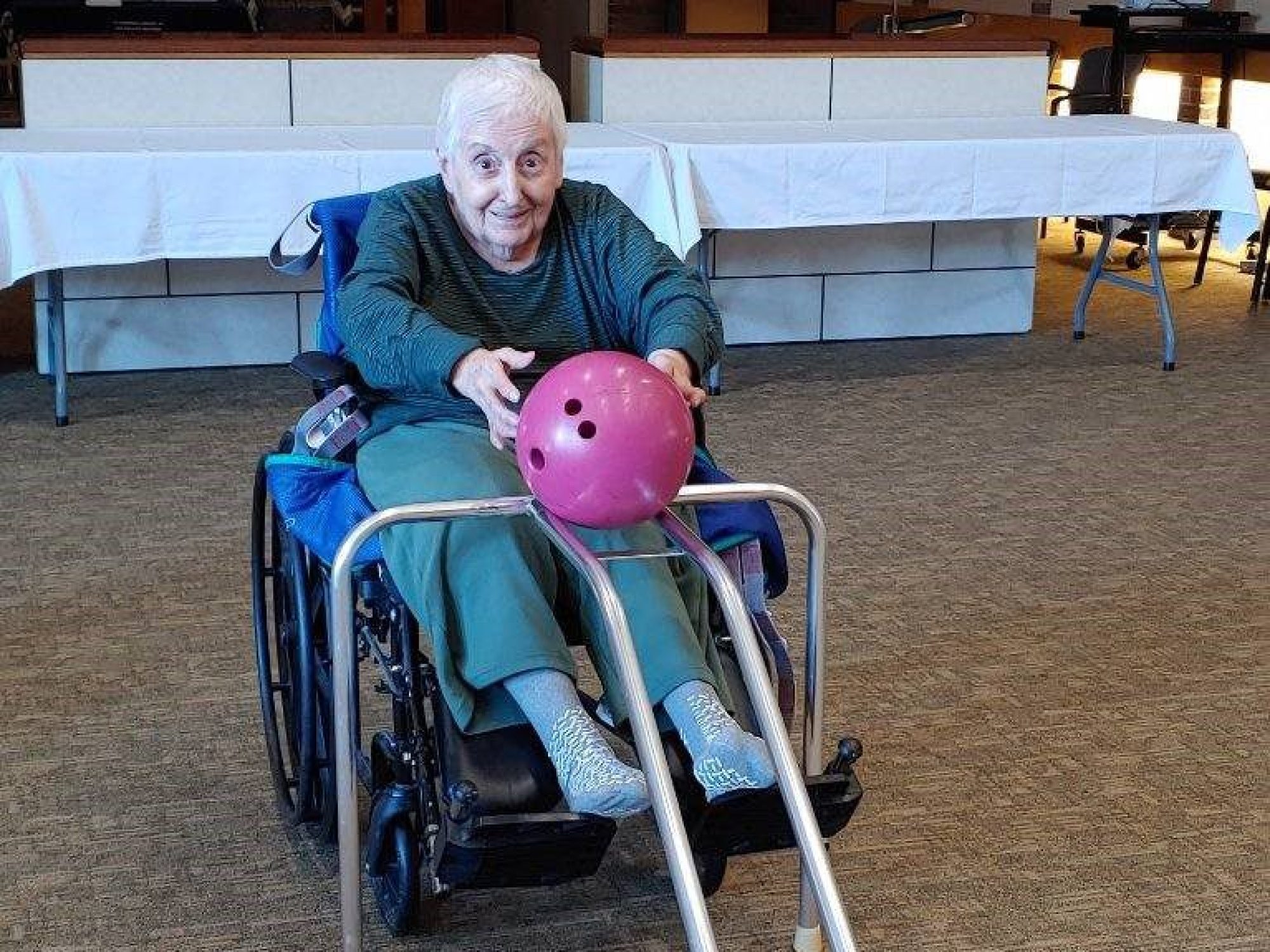 A resident bowling