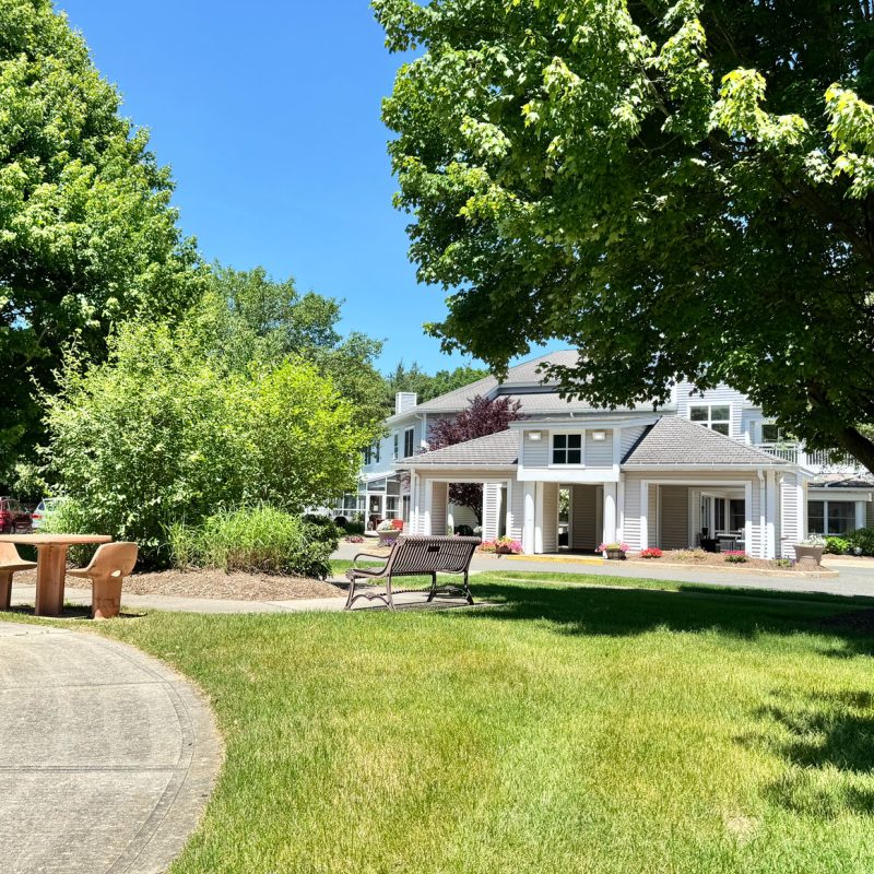 Outdoor exterior of Ruth's House on a sunny day.