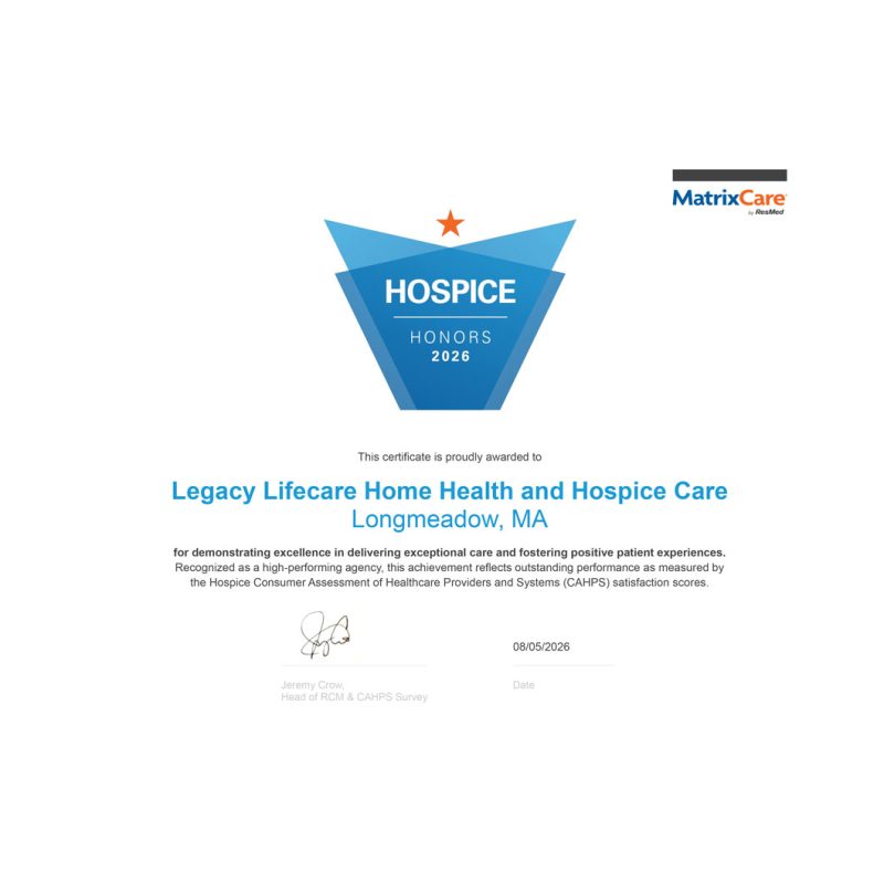 Legacy Lifecare VNA & Hospice West Receives Prestigious Hospice CAHPS Honors Award